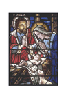 Afbeeldingen glasraam - geboorte van Jezus