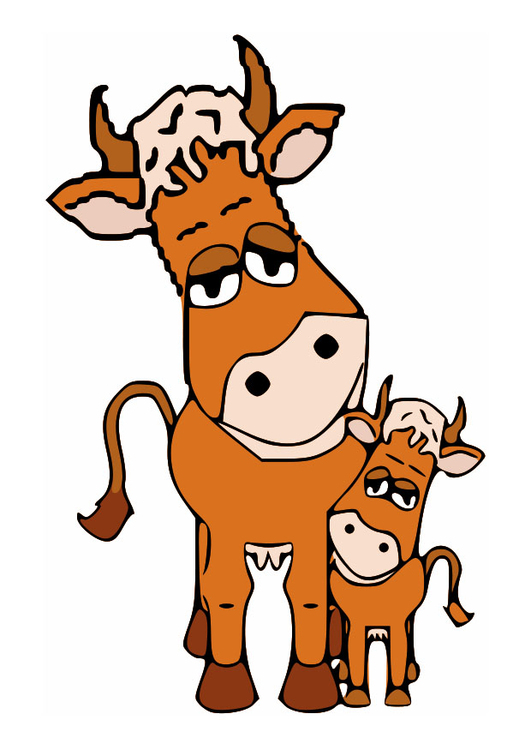 Afbeelding moeder koe en kalf