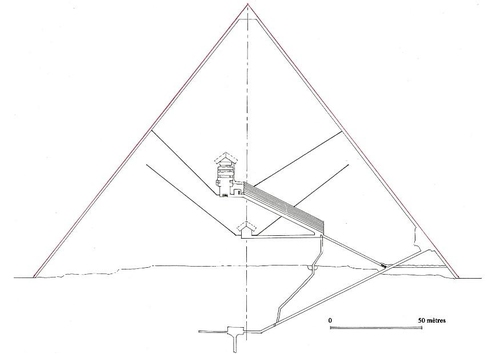 doorsnede piramide Cheops in Gizeh