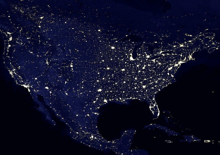 Foto aarde s nachts - verstedelijkte gebieden Noord Amerika