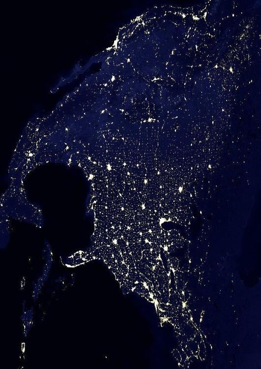aarde s nachts - verstedelijkte gebieden Noord Amerika