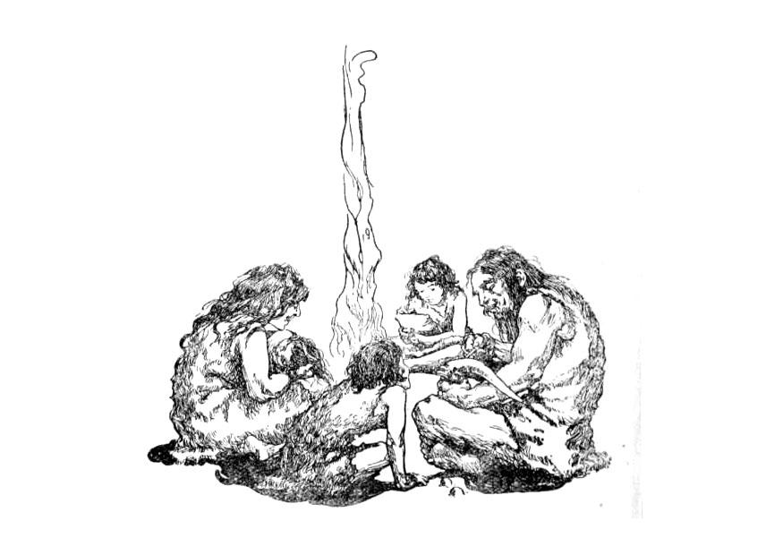 familie in de prehistorie Kleurplaat familie in de prehistorie