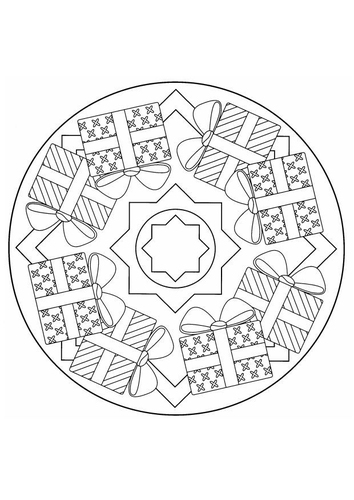 Kleurplaat Kerst-mandala