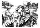 Kleurplaten 3 mannen in een boot