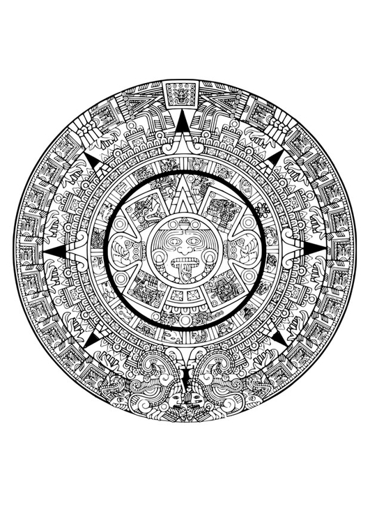 Kleurplaat Azteekse kalender