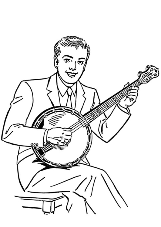 Kleurplaat banjo