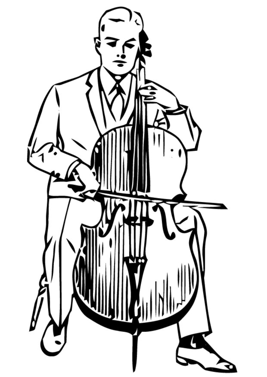 Kleurplaat cello