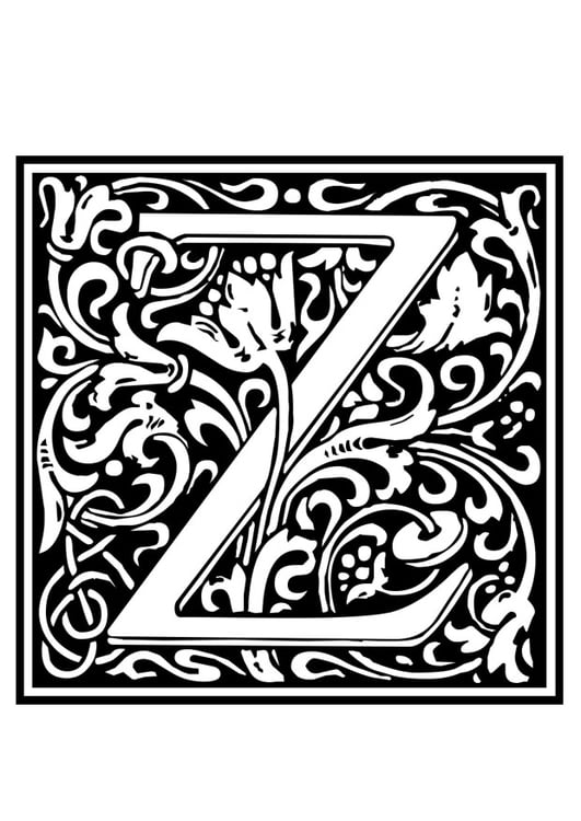 Kleurplaat decoratief alfabet - Z