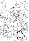 Dinosauriërs in landschap