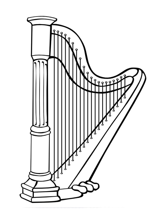 Kleurplaat harp