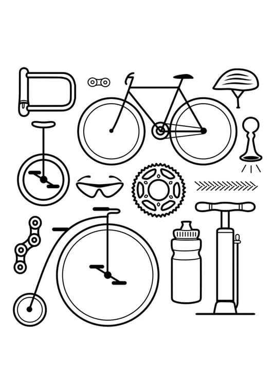 Kleurplaat iconen - fiets