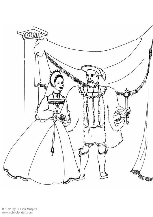Kleurplaat Koning en koningin (1534 )