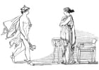 Kleurplaten Oddyseus - Hermes beveelt Calypso de vrijlating van Oddyseus