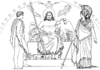 Kleurplaten Oddyseus - Hermes, Zeus en Athena
