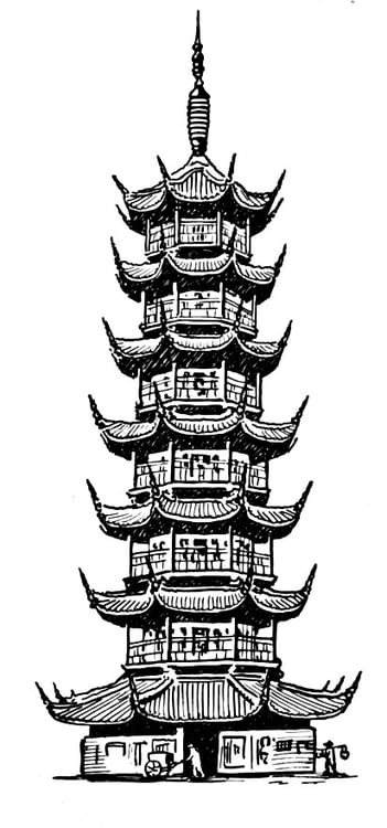 Kleurplaat pagode