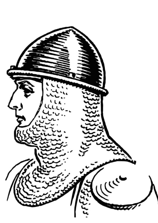Kleurplaat ridder met helm