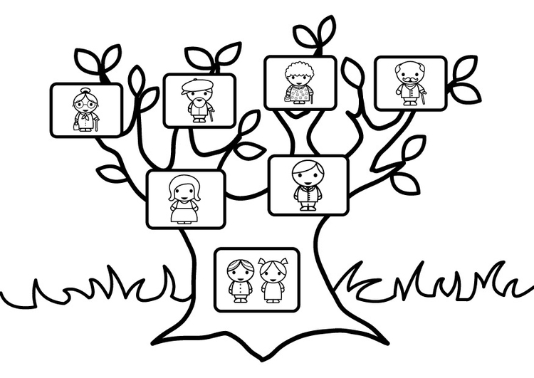 Kleurplaat stamboom met familie