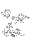 Kleurplaten vis en waterschildpad