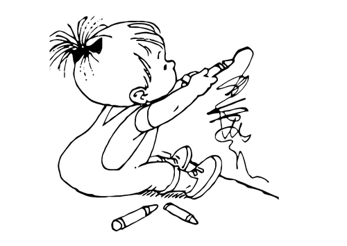 kleuter tekent