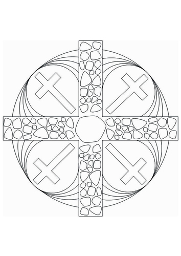 Kleurplaat mandala kruis