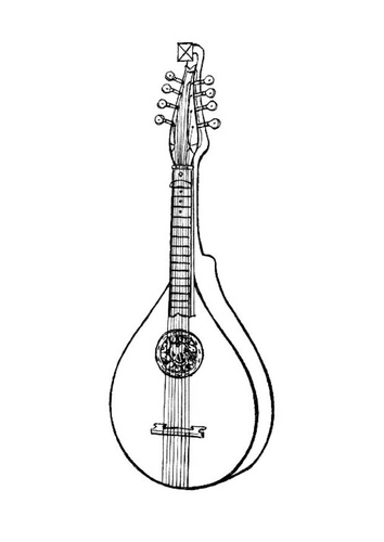 Kleurplaat snaarinstument - cittern