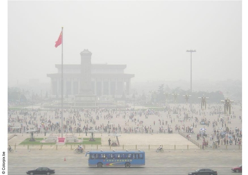 tiananmenplein met smog