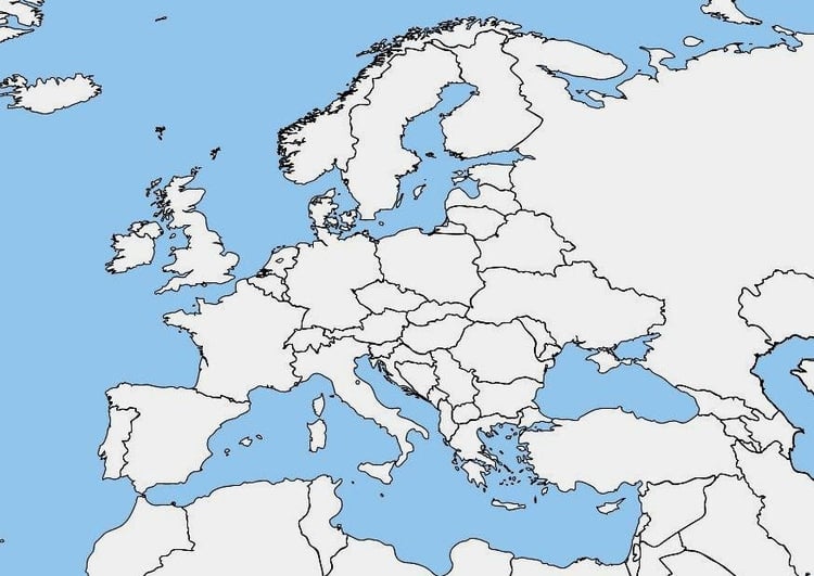 Afbeelding blanco kaart Europa