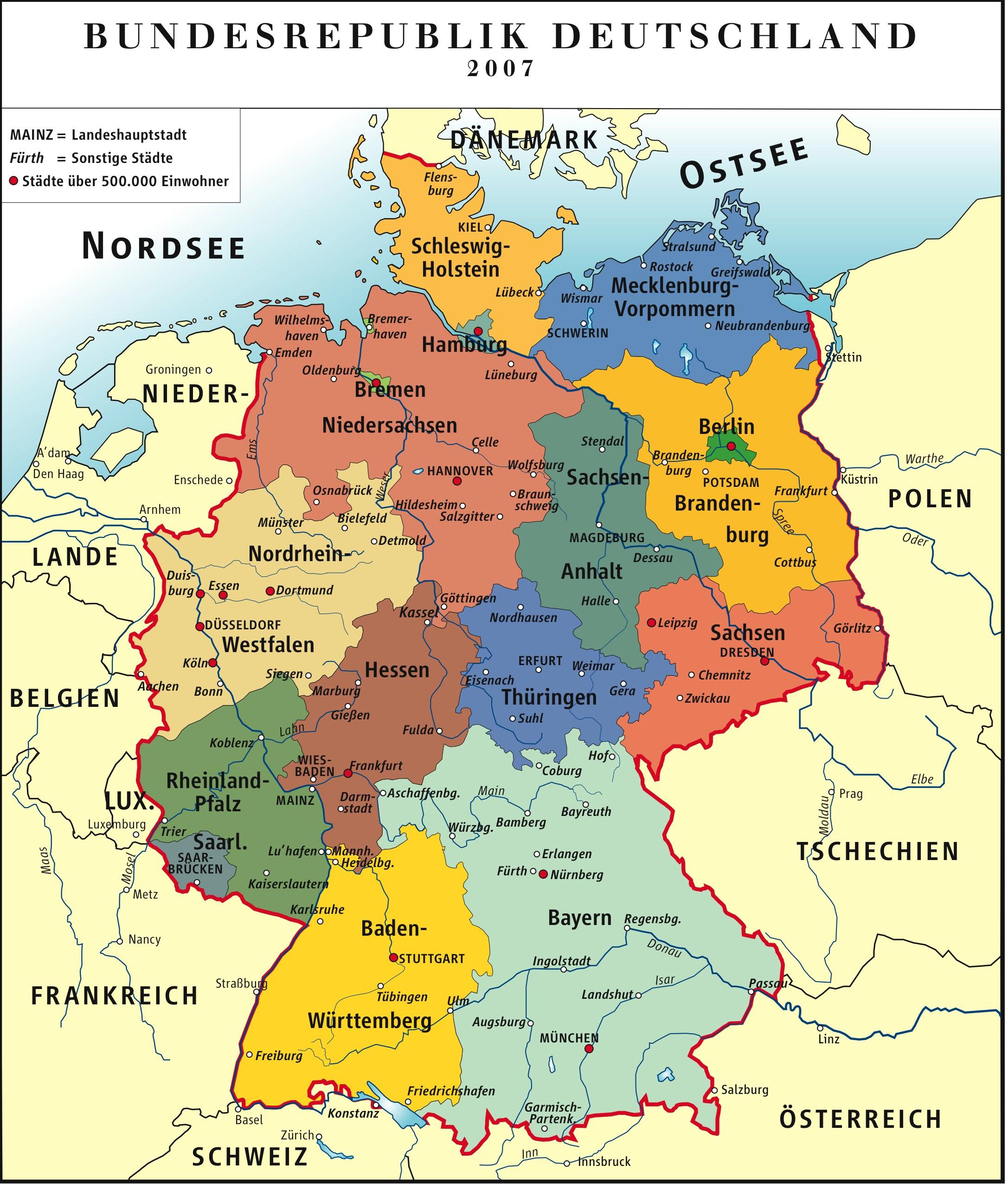 Afbeelding Duitsland - Politieke Kaart Brd 2007. Gratis Afbeeldingen Om Te Printen - Afb 16848.
