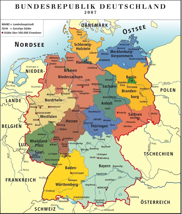 Afbeelding Duitsland - politieke kaart BRD 2007