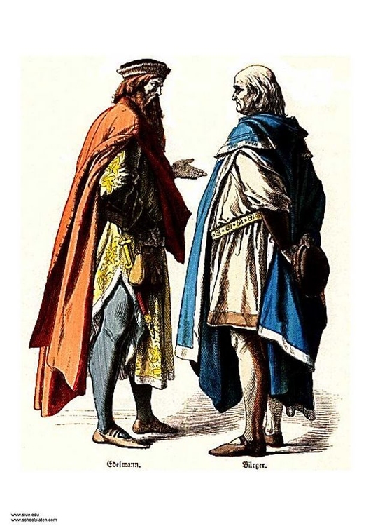 Afbeelding Edelman en stedeling 14e eeuw