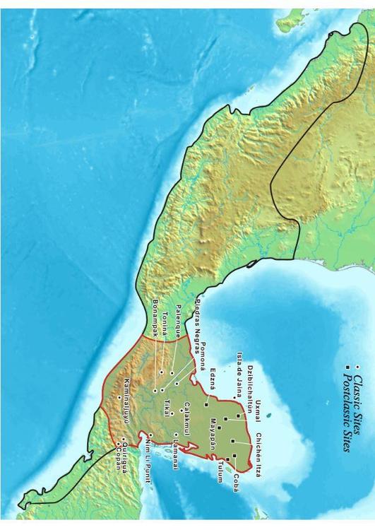 kaart Maya beschaving
