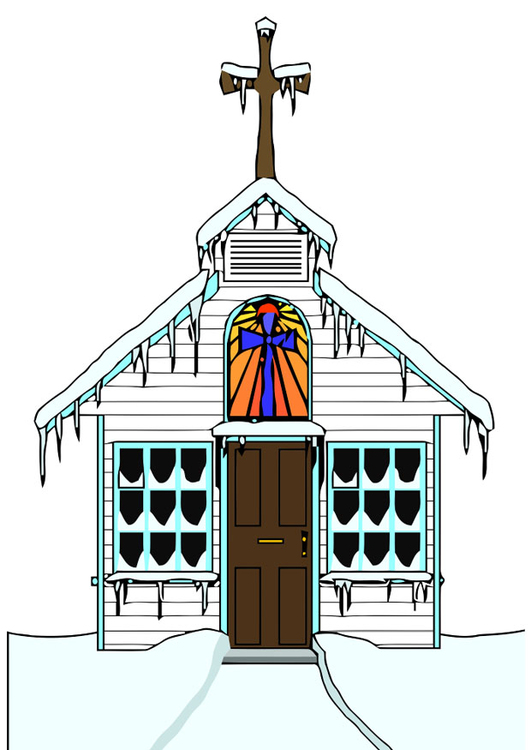 Afbeelding kerk in de winter