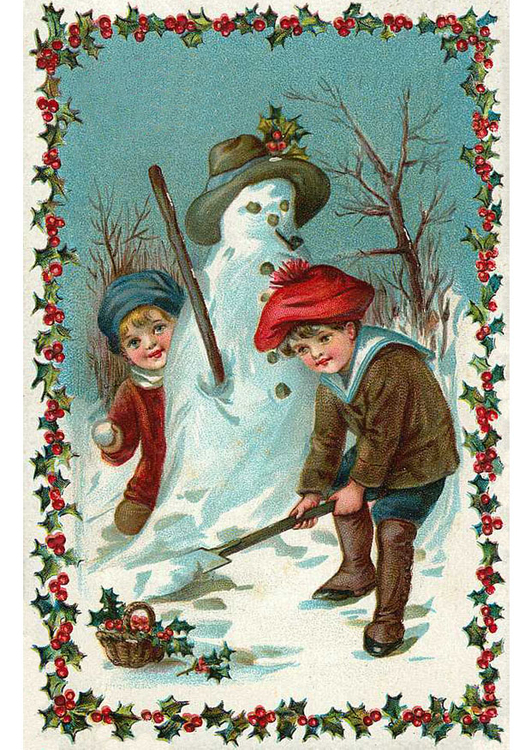 Afbeelding kinderen maken sneeuwman