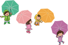 Afbeeldingen kinderen met paraplu
