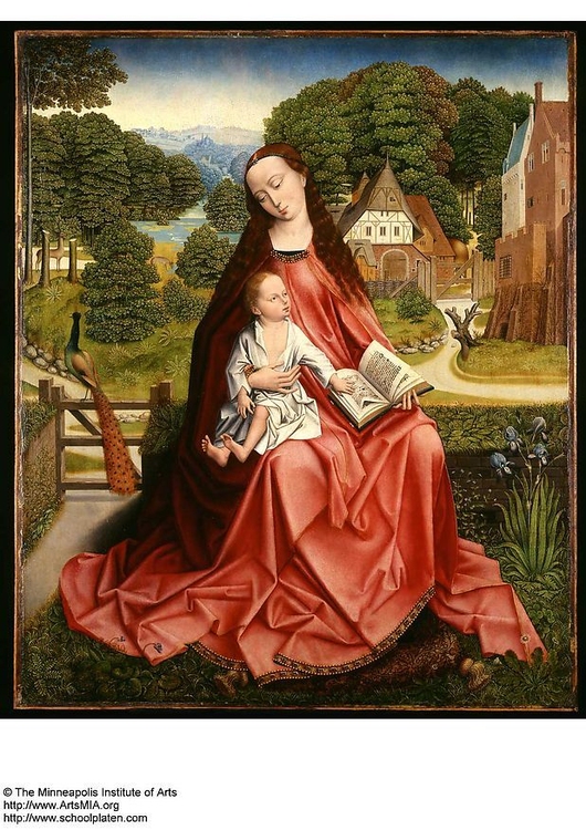 Afbeelding Madonna en kind in landschap