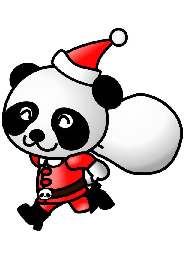 Afbeelding panda in kerstpak