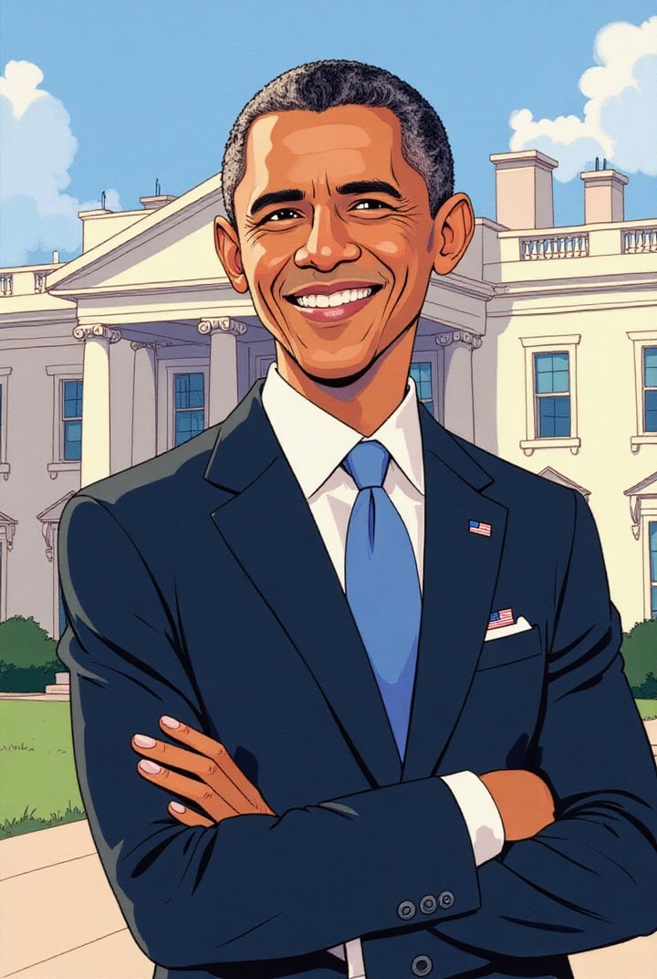 Afbeelding President Obama voor het witte huis
