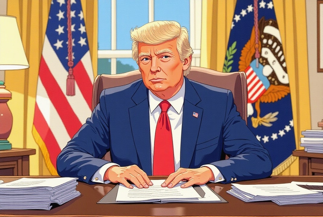 Afbeelding President Trump in de Oval Office