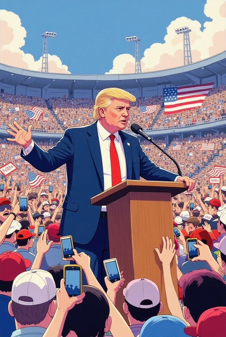 Afbeelding President Trump op meeting