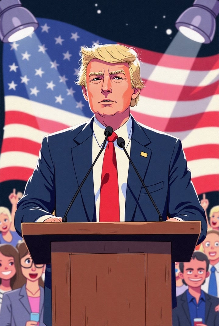 Afbeelding President Trump spreekt aanhangers toe