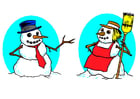 Afbeeldingen sneeuwman en sneeuwvrouw