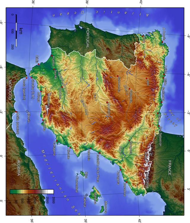 Spanje topografisch