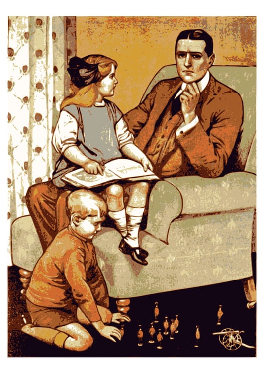 Afbeelding vader met kinderen