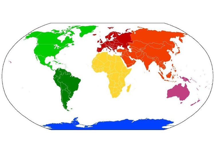 Afbeelding wereldkaart continenten