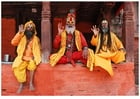 Foto's 3 Sadhus ( Hindu heilige mannen )in Nepal