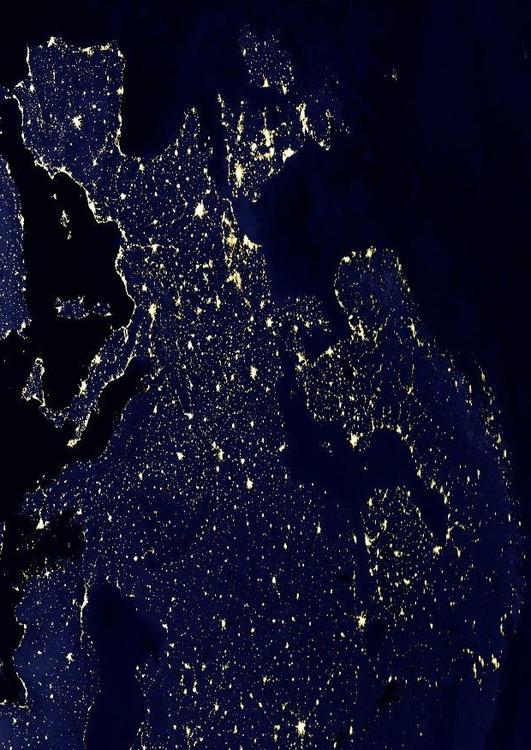 aarde s nachts - verstedelijkte gebieden Europa