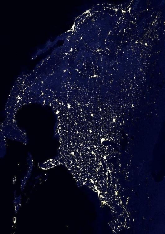 aarde s nachts - verstedelijkte gebieden Noord Amerika