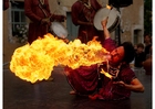 Foto vuurspuwer van de 'Jaipur Maharaja Brass Band'