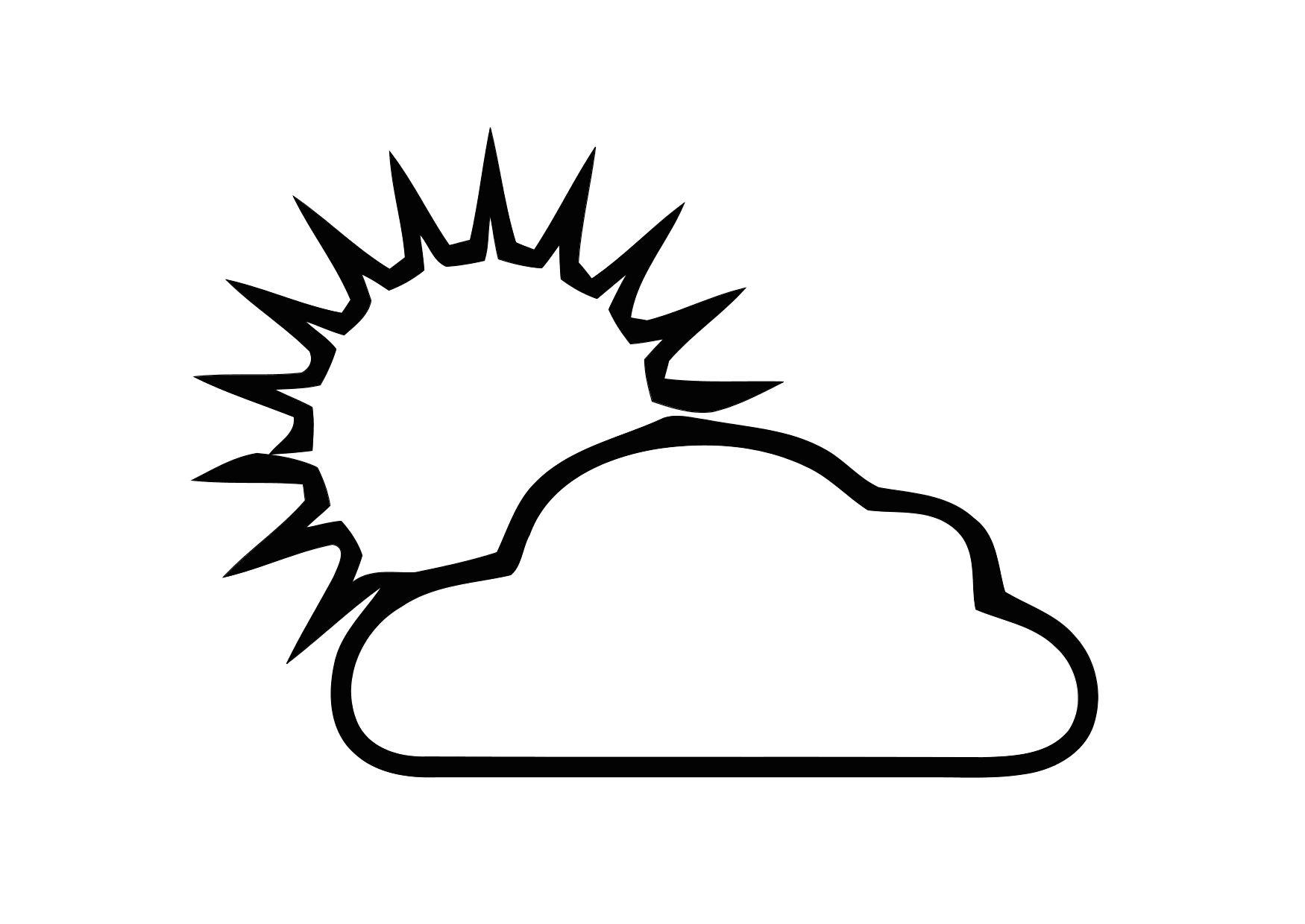01a. bewolkt met zon Kleurplaat 01a. bewolkt met zon