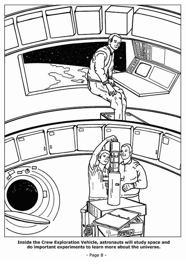 08 - astronauten doen belangrijke experimenten Kleurplaat 08 - astronauten doen belangrijke experimenten